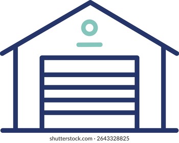 Vector icon of a garage space with editable outlines. Ideal for real estate listings, architecture, or property apps. Fully customizable stroke to match any design system or layout.