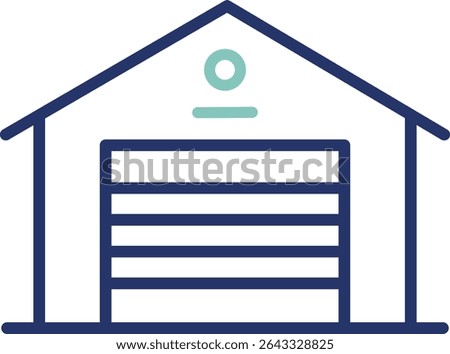 Vector icon of a garage space with editable outlines. Ideal for real estate listings, architecture, or property apps. Fully customizable stroke to match any design system or layout.