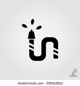 Vector icon of garden hose pouring water