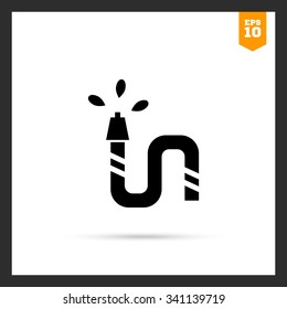 Vector icon of garden hose pouring water