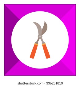 Vector icon of garden pruner with red handles