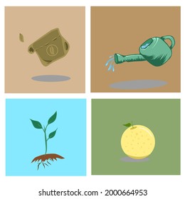 Vector icon garden tools in farm