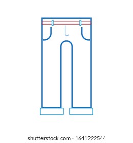 vector icon, garment of jeans pants on white background