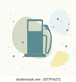 Vector icon of a gas station, gasoline, petrol, benzine, gas, essence on multicolored background. Layers grouped for easy editing illustration. For your design.