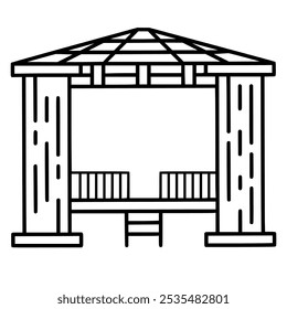 Vector icon of gazebo building. Symbol of garden building