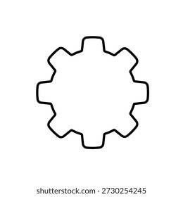 Ícone vetorial de uma engrenagem com centro vazio, simbolizando a ausência de dados, criado no estilo de linha com traçado editável
