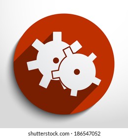 Vector icon of gears in circle, flat design