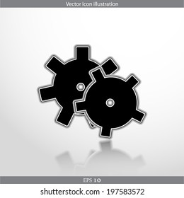 Vector icon of gears in circle, flat design