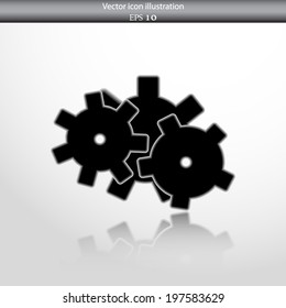Vector icon of gears in circle, flat design