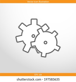 Vector icon of gears in circle, flat design