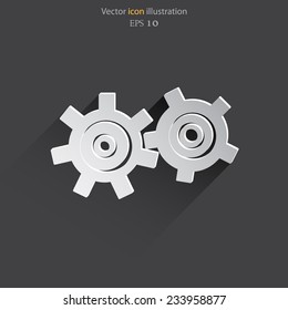 Vector icon of gears, flat design. . Eps 10 illustration.