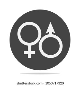 Vector icon of a gender symbol. Man and woman on a gray background.