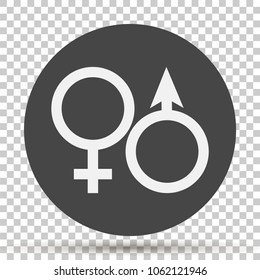 Vector icon of a gender symbol. Man and woman on on transparent background