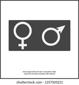  Vector icon of a gender symbol. Man and woman  illustration on white isolated background. Layers grouped for easy editing illustration. For your design. 