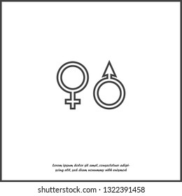 Vector icon of a gender symbol. Man and woman on white isolated background. Layers grouped for easy editing illustration. For your design.
