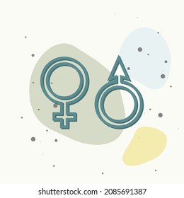 Vector icon of a gender symbol. Man and woman on multicolored background. Layers grouped for easy editing illustration. For your design.