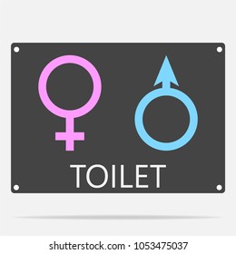 Vector icon of a gender symbol. Tablet toilet for Man and woman on a gray background.