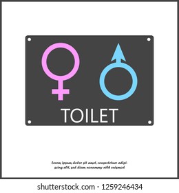 Vector icon of a gender symbol. Tablet toilet for Man and woman illustration on white isolated background.  Layers grouped for easy editing illustration. For your design. 