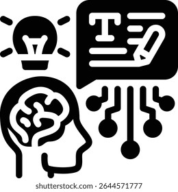 Vector icon for generating text using AI models. Suitable for chatbots, copywriting tools, or creative writing apps.