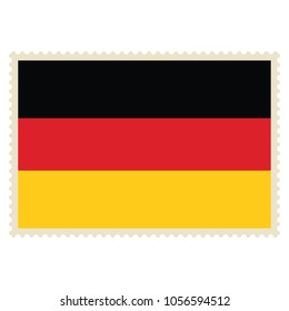 Vector icon German flag on postage stamp isolated on white background. German flag button