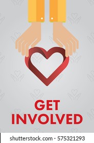 Vector icon of get involved against color background