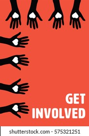 Vector Icon Of Get Involved Message Against Red Background