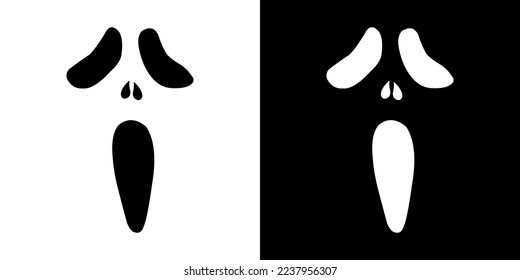 Vector icon ghost. Black and white ghost , black and white background.