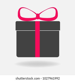 Vector icon gift box . Congratulations on the holiday, box with a bow