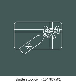 Icono del vector de la tarjeta de regalo y la etiqueta de descuento. Icono de línea del vector.   Concepto de pedidos móviles