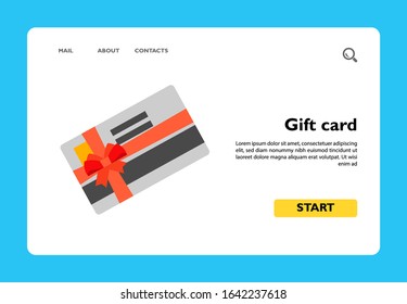 Vector icon of gift card tied with red ribbon. Present, holiday, shopping. Sales concept. Can be used for topics like consumerism, shopping, holiday