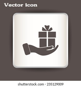 Vector icon gift in hand