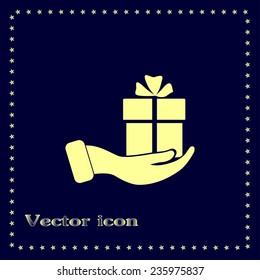 Vector icon gift in hand
