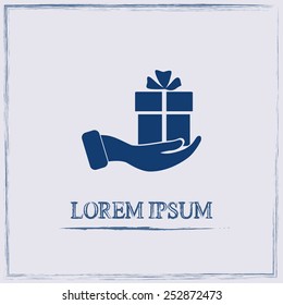 Vector icon gift in hand
