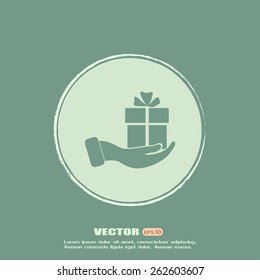 Vector icon gift in hand