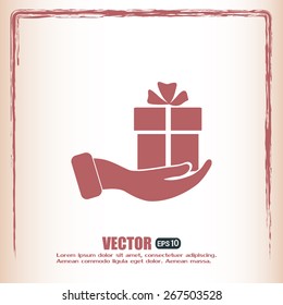 Vector icon gift in hand