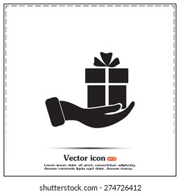 Vector icon gift in hand