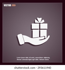 Vector icon gift in hand