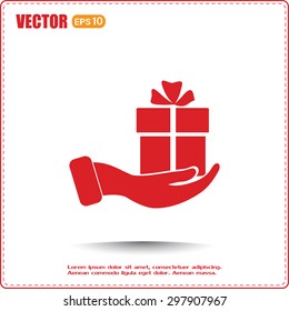 Vector icon gift in hand