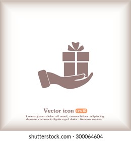 Vector icon gift in hand