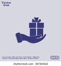 Vector icon gift in hand