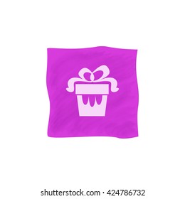 Vector icon of a gift in watercolor style on a purple background.

