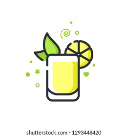 Vector icon of gin tonic cocktail. Suitable for advertising, bar menu decor, application design