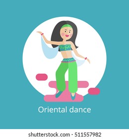 Vector icon. Girl executes oriental dance.