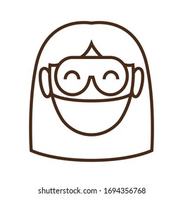 Vector icon of girl in hospital mask