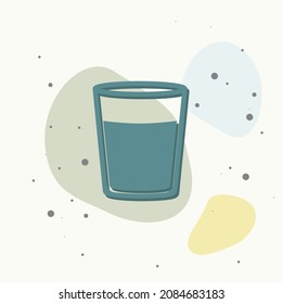 Vector icon glass cup with water. Glass with a drink on multicolored background. Layers grouped for easy editing illustration. For your design.