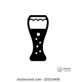 Vector icon of glass filled with beer with foam and bubbles