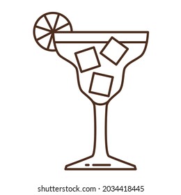 Vector icon of glass with ice for alcoholic drink. Cocktail ice glass isolated on white background. Vector illustration.
