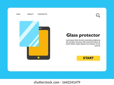 Vector icon of glass protector for digital tablet. Screen protector, glass change, touchpad accessory. Protection concept. Can be used for topics like technology, business, service