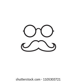 vector icon glasses and mustache on background