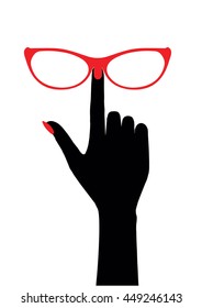 Vector Icon glasses. Glasses with red rims